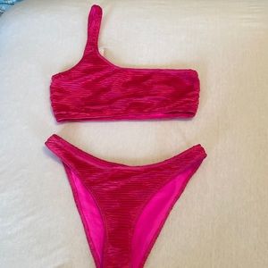 Cute one shoulder pink Triangl bikini